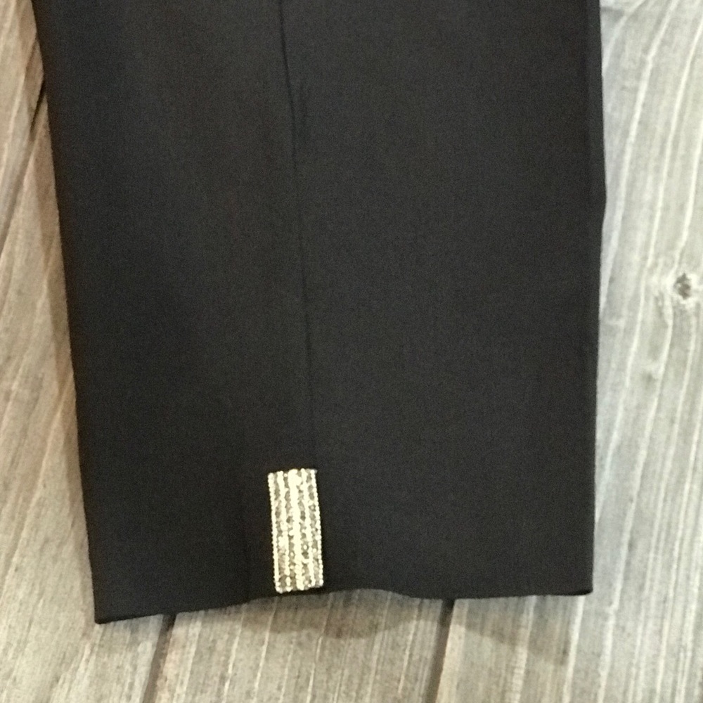 NWT Plus Size Silver Rhinestone Strip Ankle Pants - Picture 3 of 4